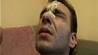 Gay men loves the taste of big cum in ass and face - porn video