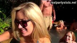 Group of hotties and nasty dudes had a party in jacuzzi - porn video