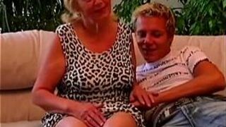 Teen boy seduced plump granny - porn video