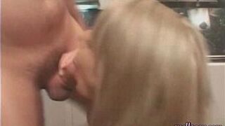 Blonde sweety gets licked and tasing a dick - porn video
