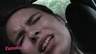 Zuzinka masturbates until orgasm in the car - porn video