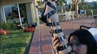 Horny brunette enjoy huge dildo - porn video