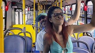 student stretched and fucked on the bus in public - porn video